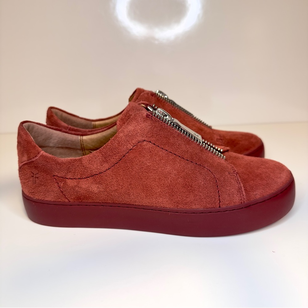 New! Frye Lena Zip Low Sneakers – Women’s Size 8M, Red Suede - Picture 3 of 16